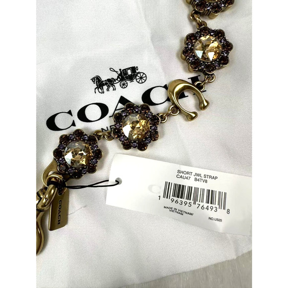 Coach Short Jewelry Chain Strap In Brass/Yellow Multi CAU47 NWT - Picture 6 of 7